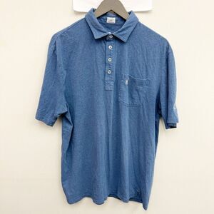 Johnnie-O Polo Shirt Mens Large Blue Hangin Out Lightweight Cotton Blend Stretch